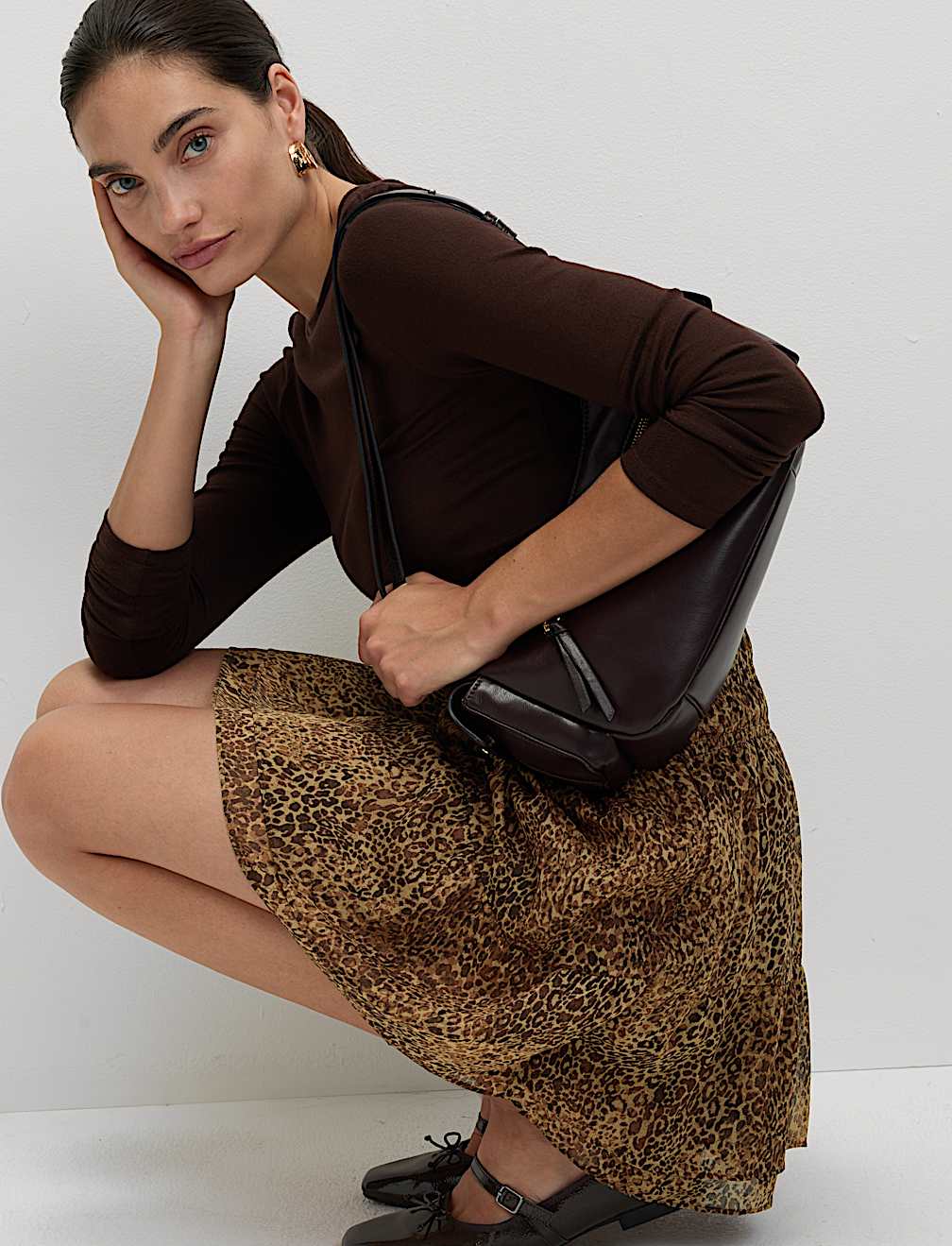 Chiffon Animal Print Mini Skater Skirt
