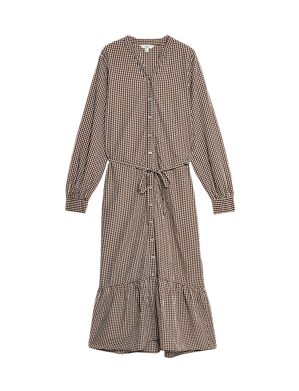 Modal Rich Checked Button Front Midi Dress