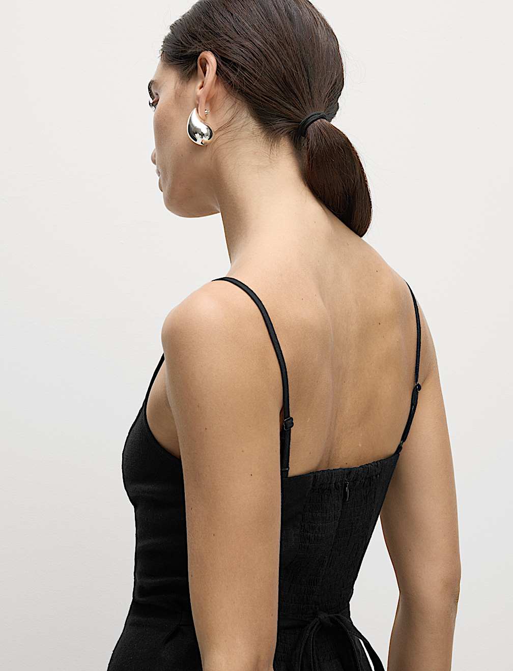 Linen Blend Square Neck Sleeveless Jumpsuit