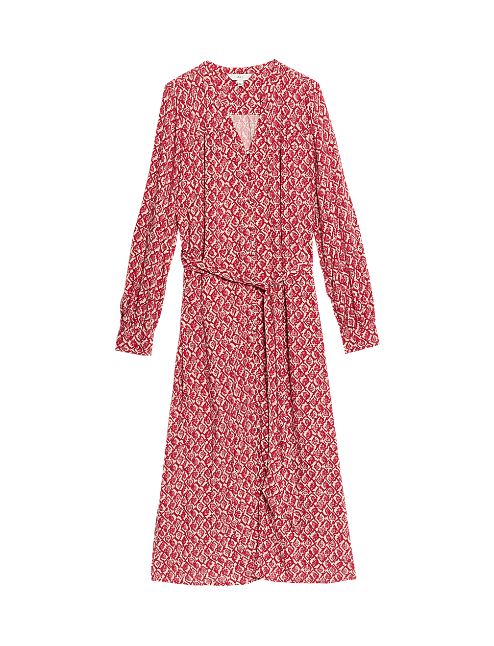 Printed V-Neck Midi Shirt Dress
