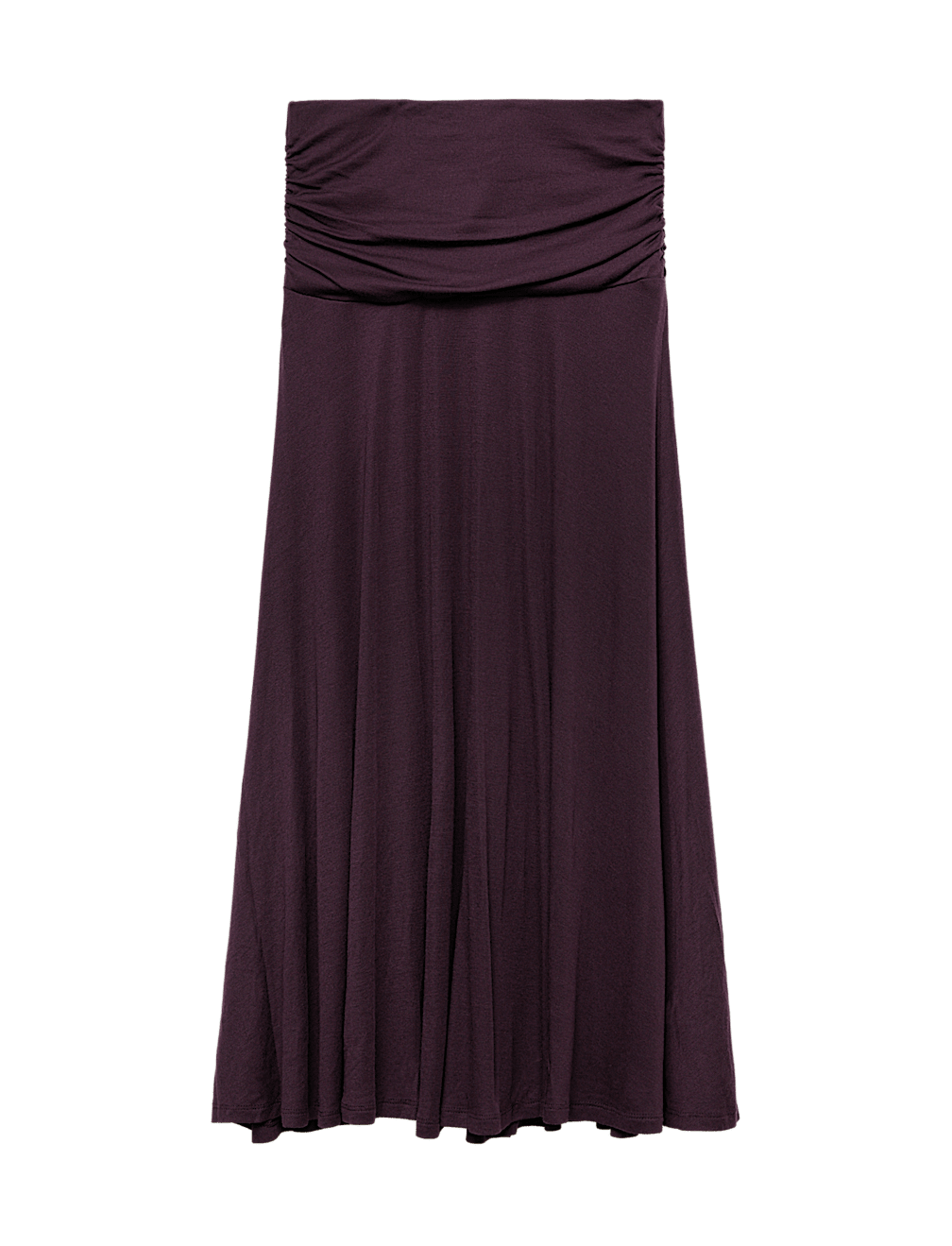 Lyocell Blend Ruched Midi A-Line Skirt