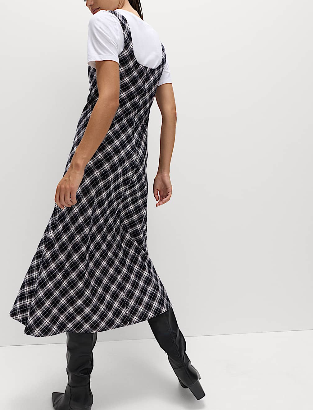 Pure Cotton Checked Midi Cami Dress