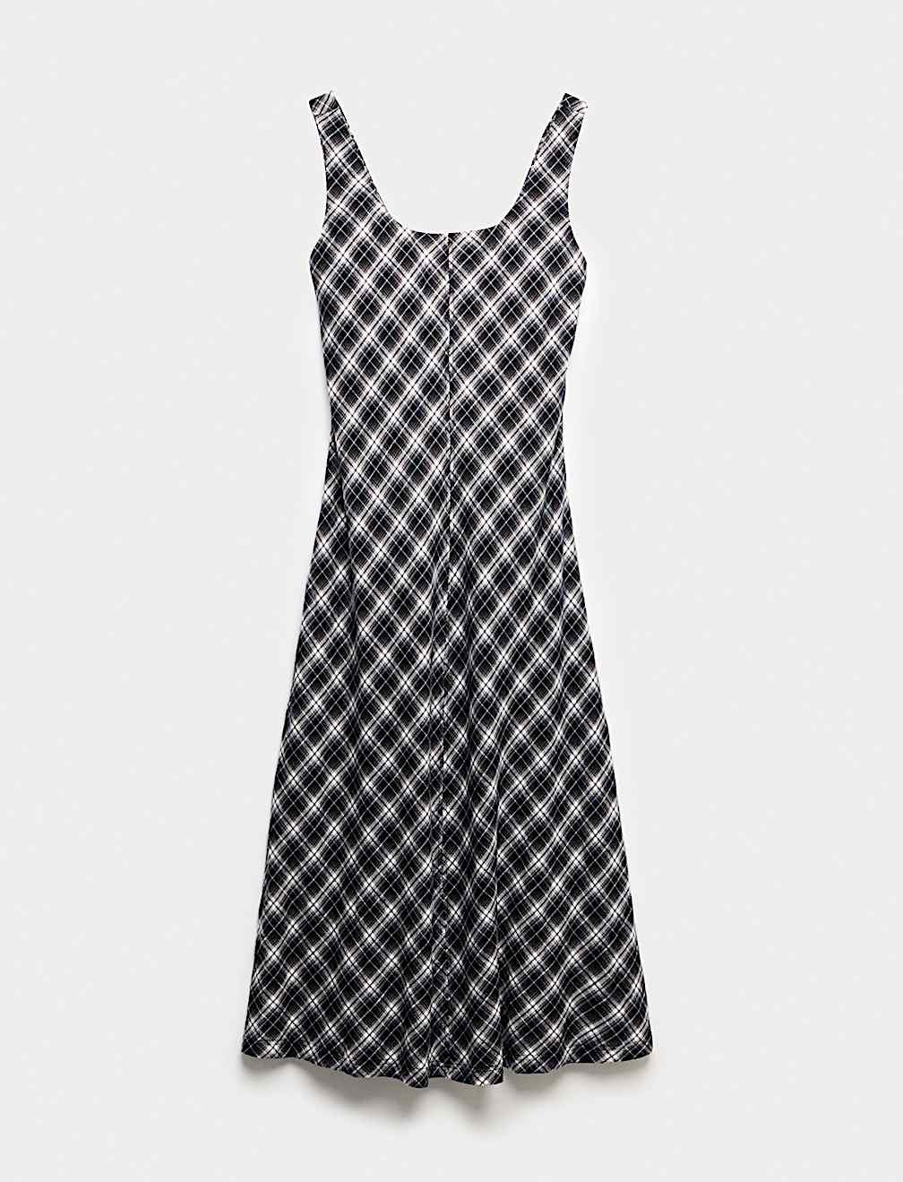 Pure Cotton Checked Midi Cami Dress
