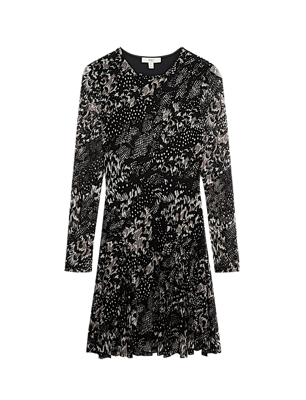 Mesh Printed Mini Skater Dress