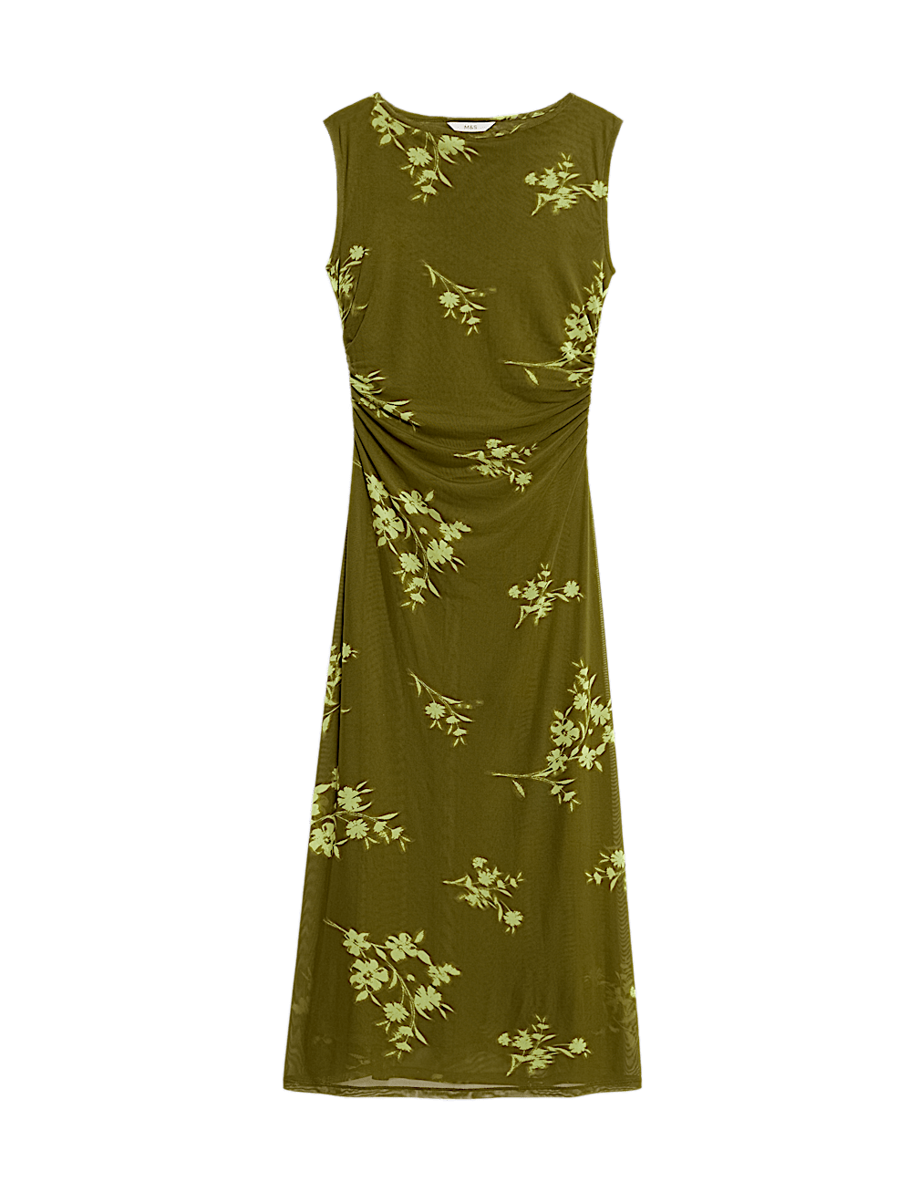 Mesh Jersey Column Midi Dress