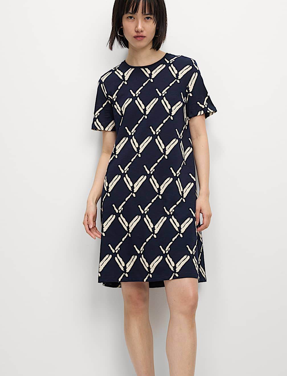 Pure Cotton Printed Mini T-Shirt Dress