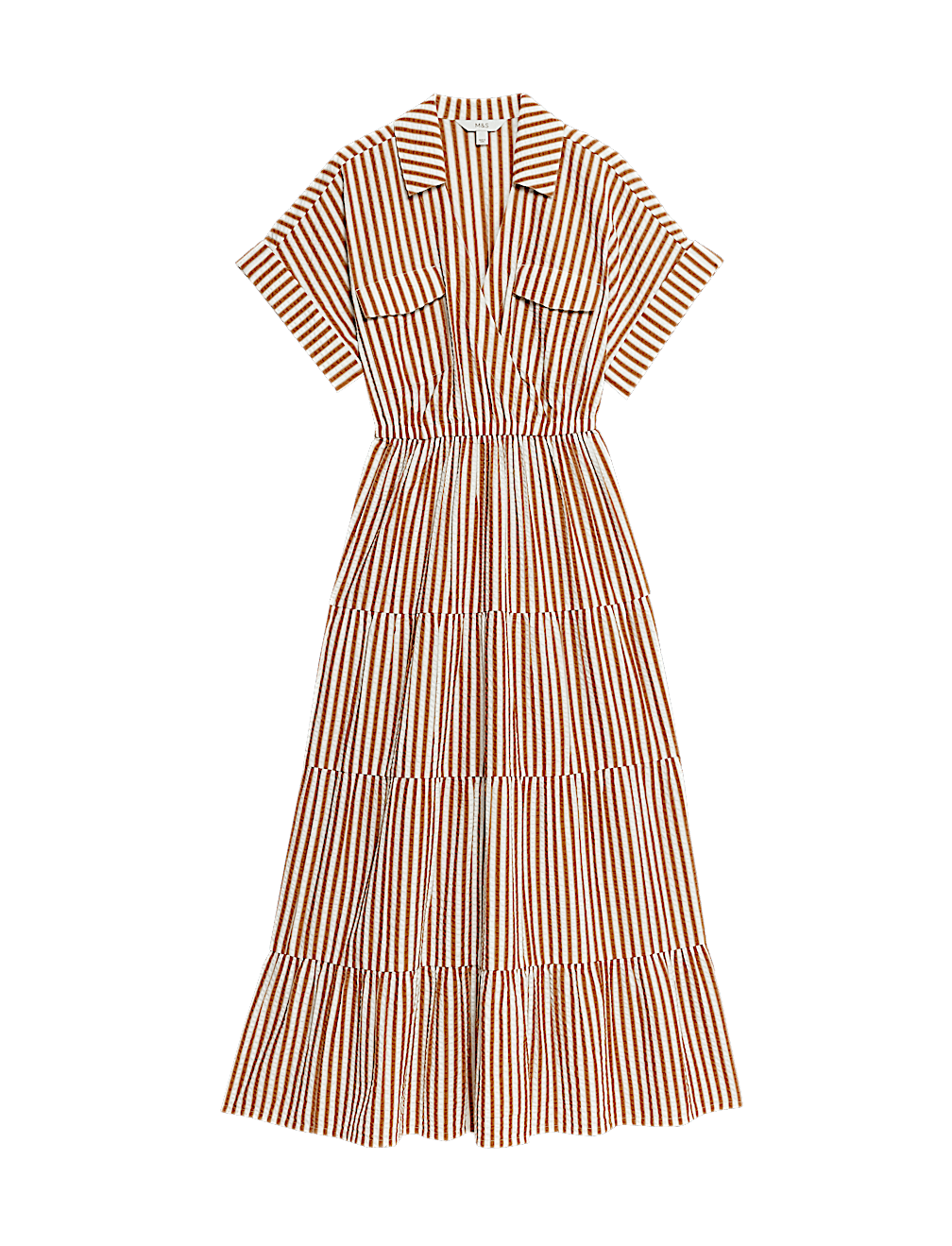 Pure Cotton Printed V-Neck Midaxi Shirt Dress