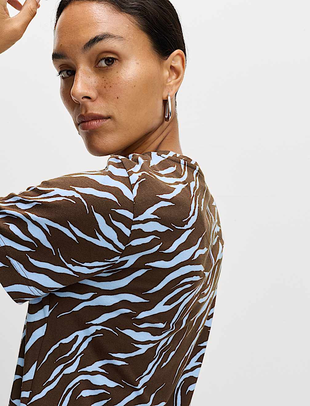 Pure Cotton Animal Print Midi T-Shirt Dress