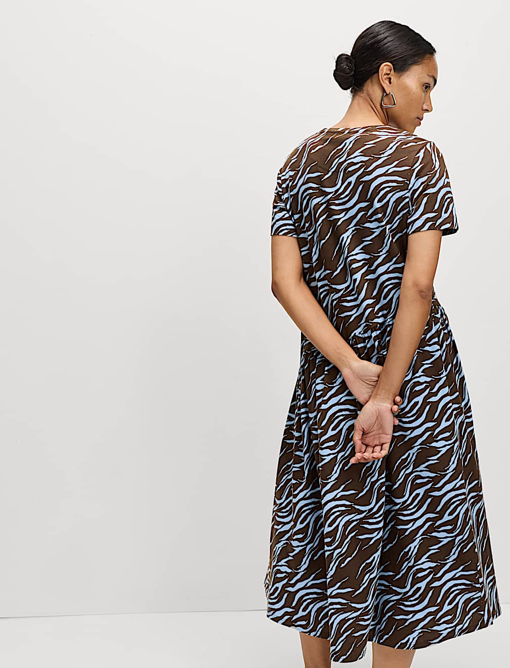 Pure Cotton Animal Print Midi T-Shirt Dress
