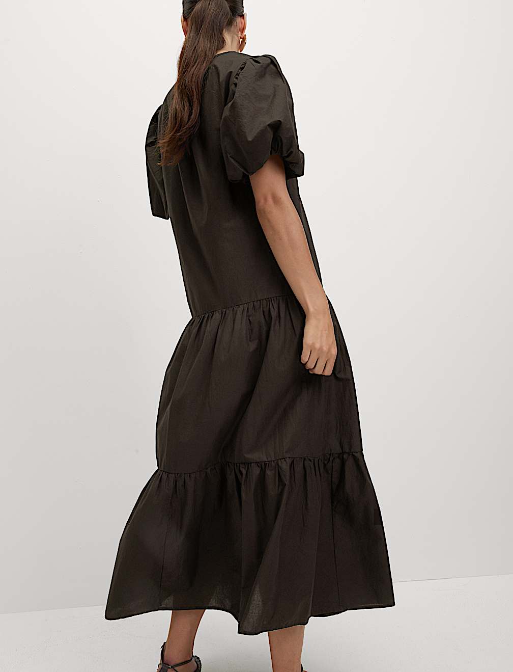 Pure Cotton Midi Tiered Dress