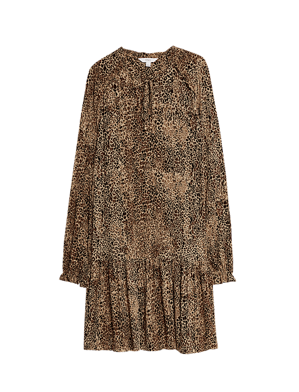 Printed Ruffle Mini Relaxed Smock Dress