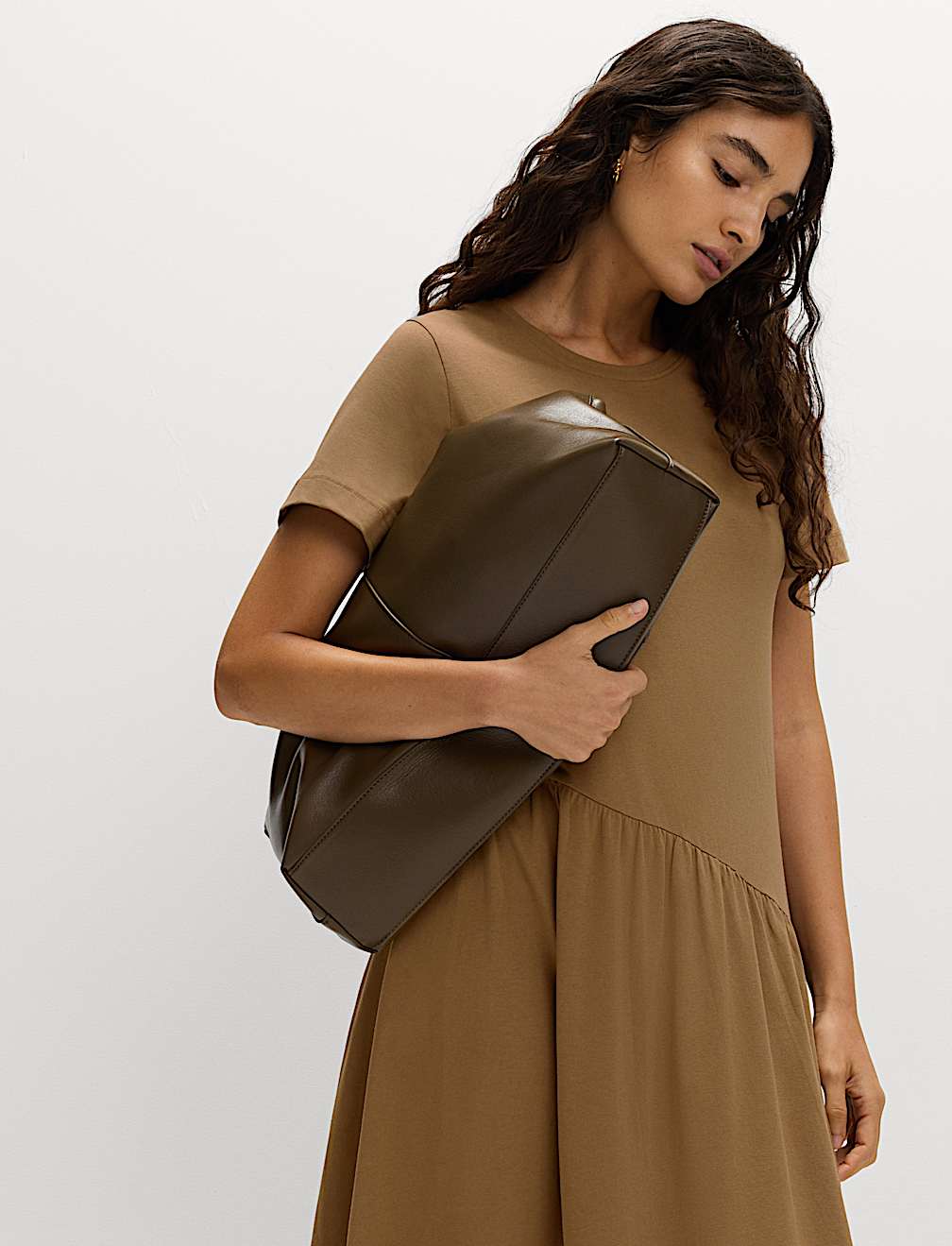 Pure Cotton Midi Drop Waist T-Shirt Dress