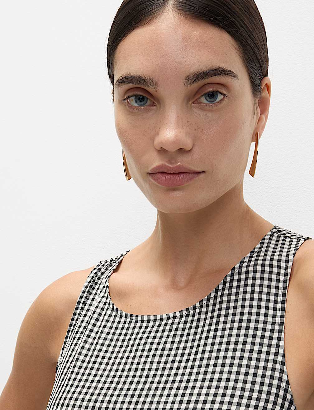 Checked Midaxi Drop Waist Dress