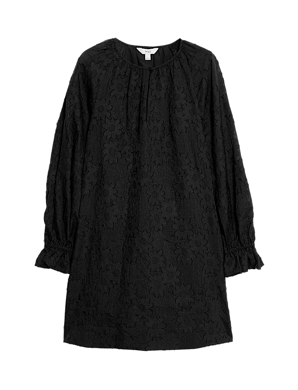 Floral Textured Mini Relaxed Shift Dress