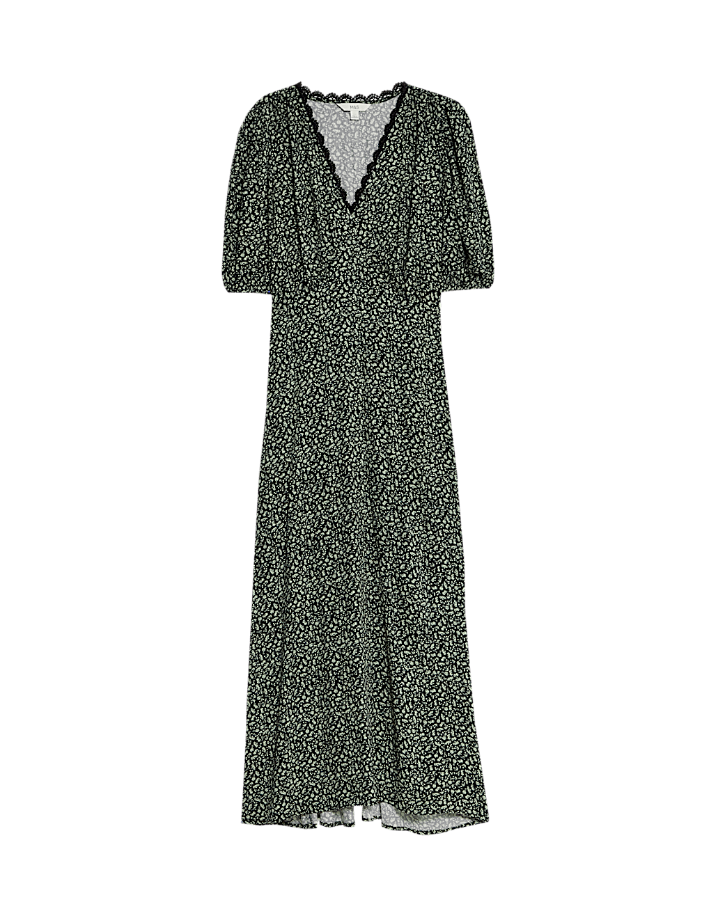 Printed V-Neck Midi Tea Dress