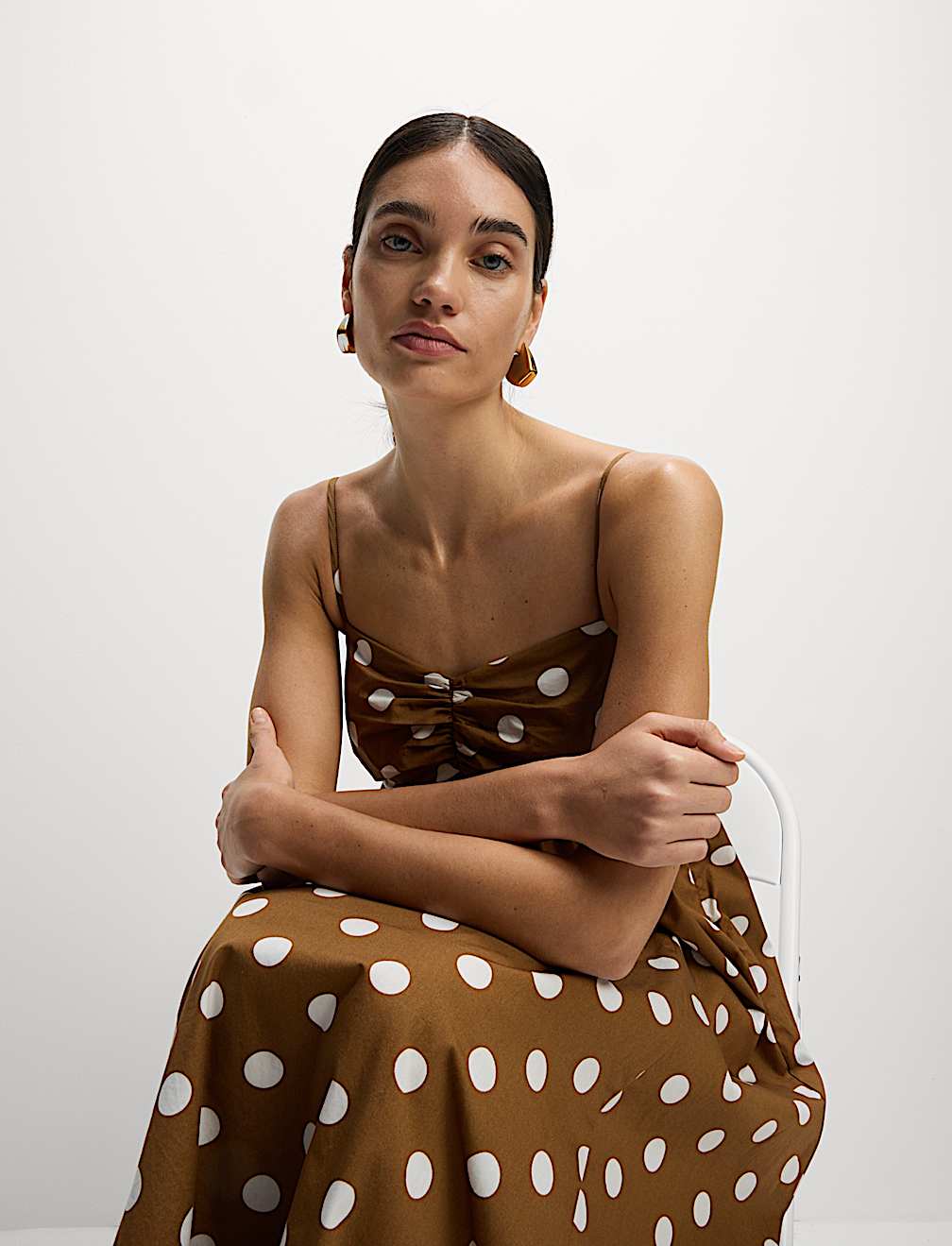 Pure Cotton Polka Dot Midaxi Cami Dress