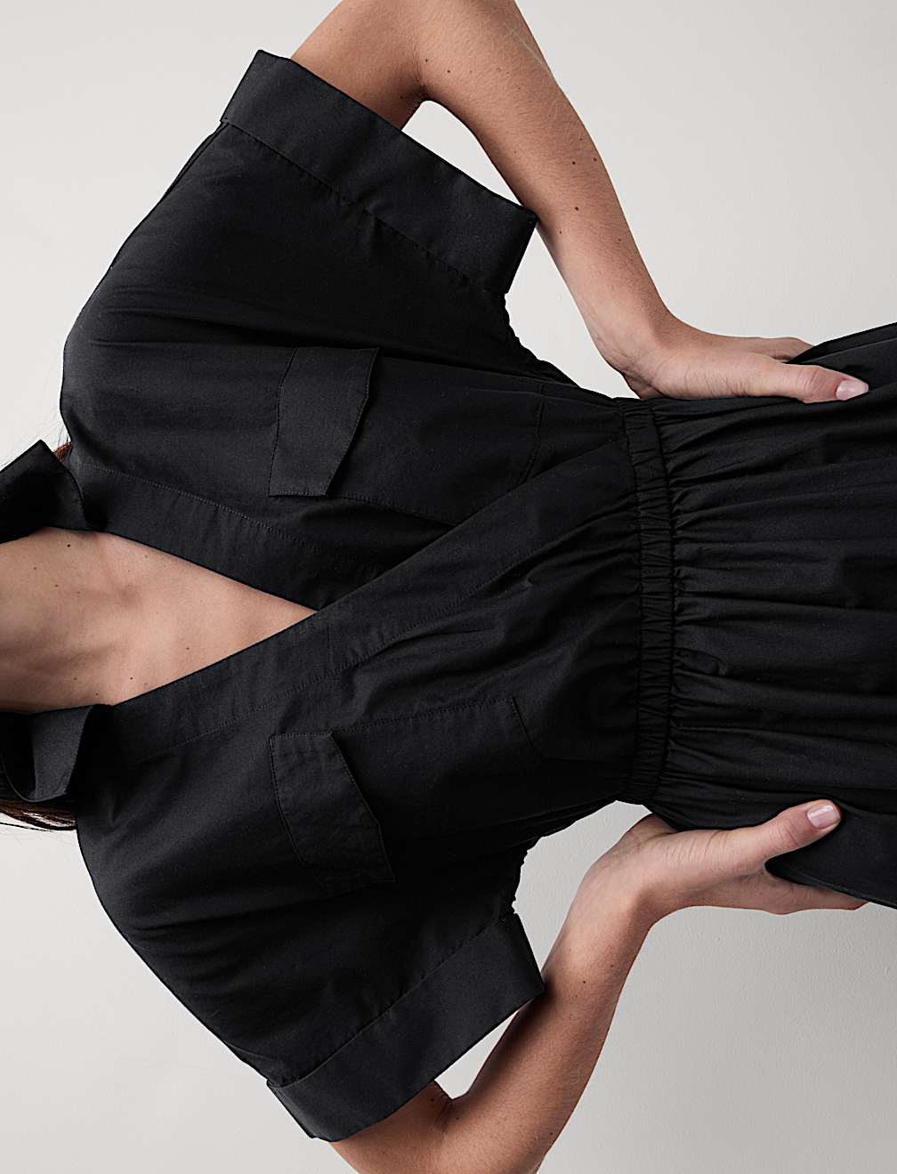 Pure Cotton V-Neck Midaxi Tiered Shirt Dress