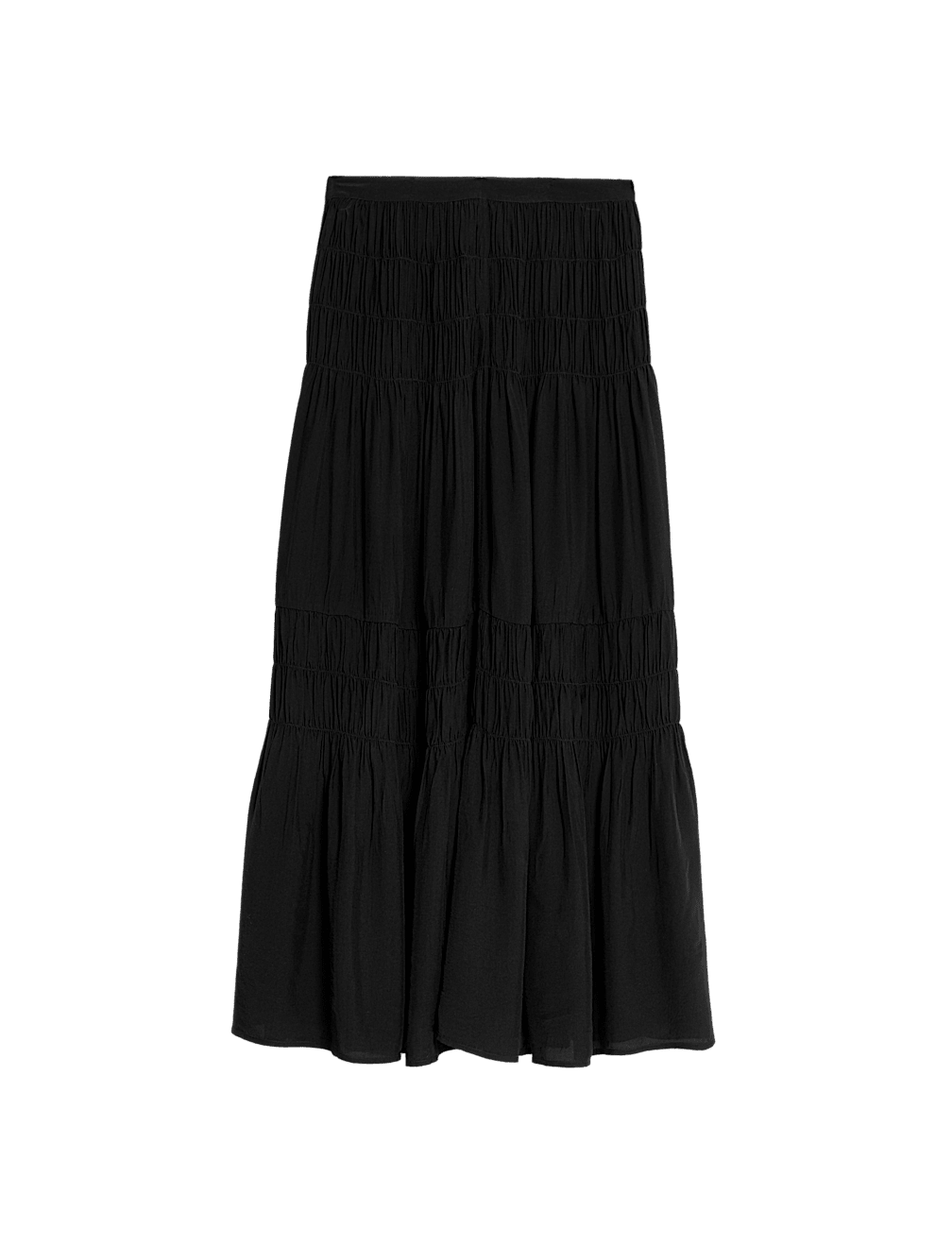 Shirred Midaxi Tiered Skirt