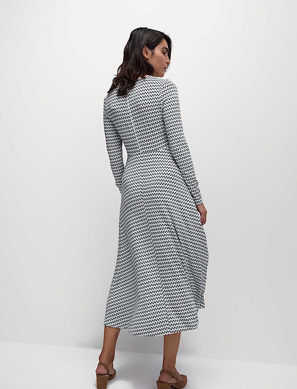 Jersey Round Neck Twist Front Midi Column Dress