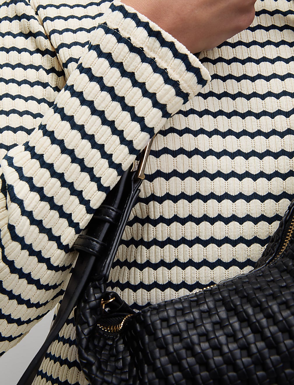 Cotton Blend Striped Midi Skater Dress