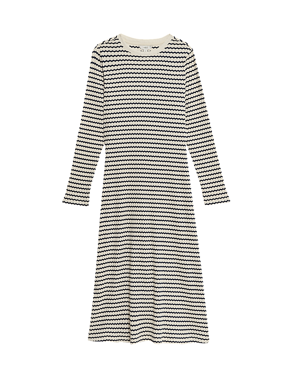 Cotton Blend Striped Midi Skater Dress