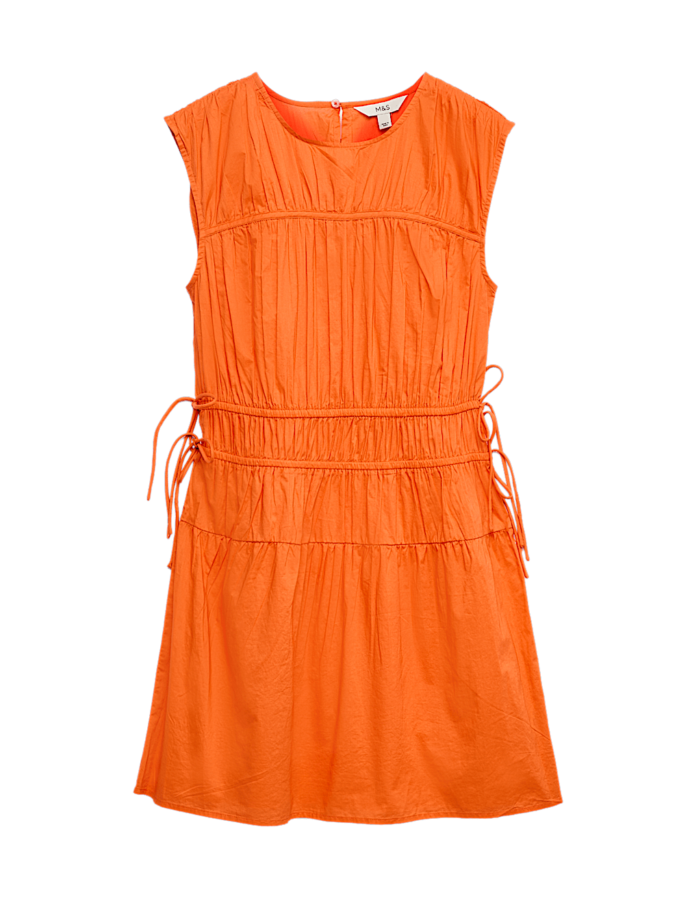 Pure Cotton Tie Detail Mini Waisted Dress