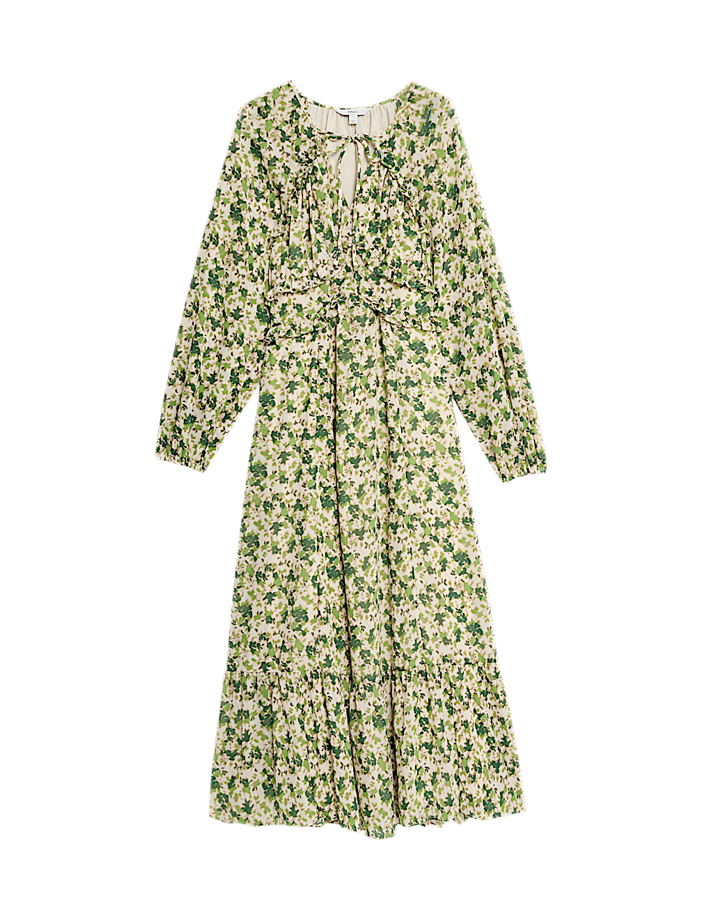 Chiffon Floral V-Neck Midaxi Waisted Dress