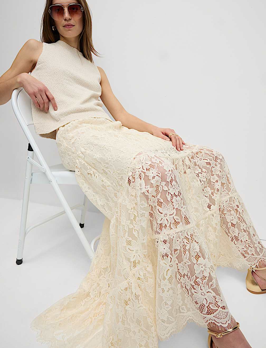 Lace Maxi Tiered Skirt