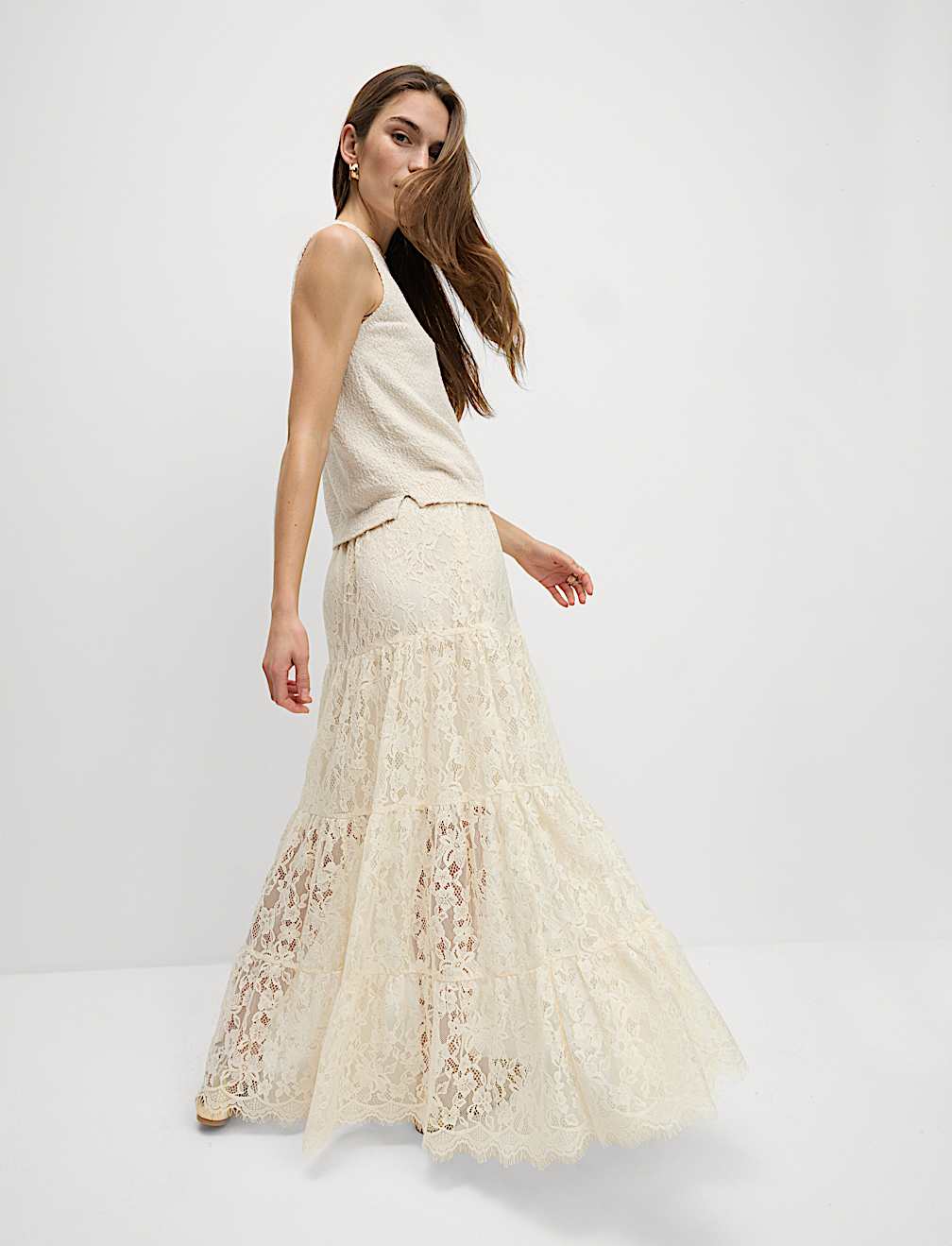 Lace Maxi Tiered Skirt
