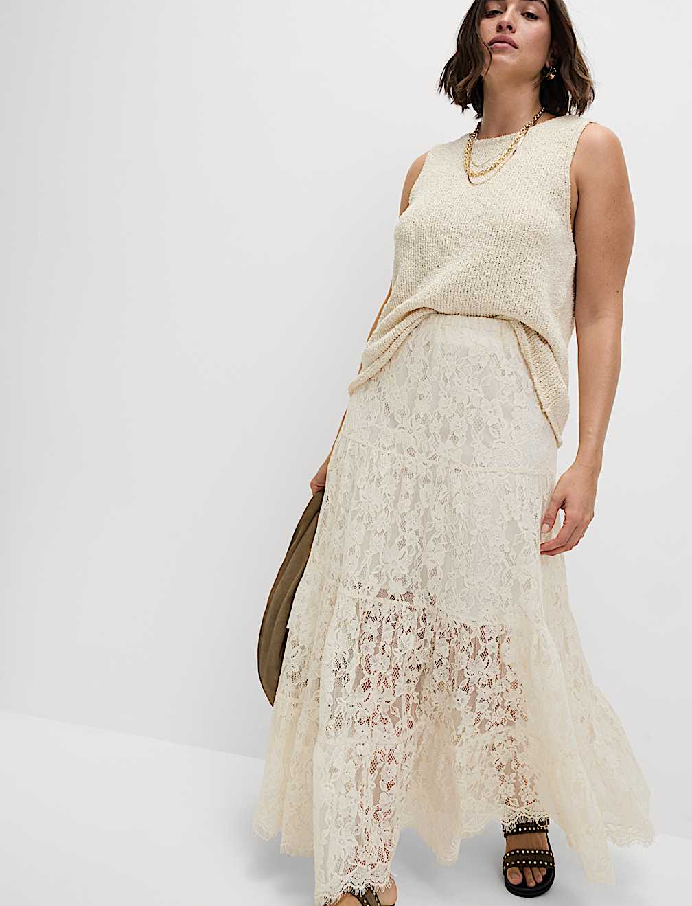 Lace Maxi Tiered Skirt