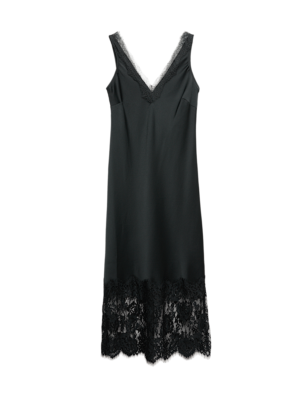 Satin Lace V-Neck Midaxi Slip Dress