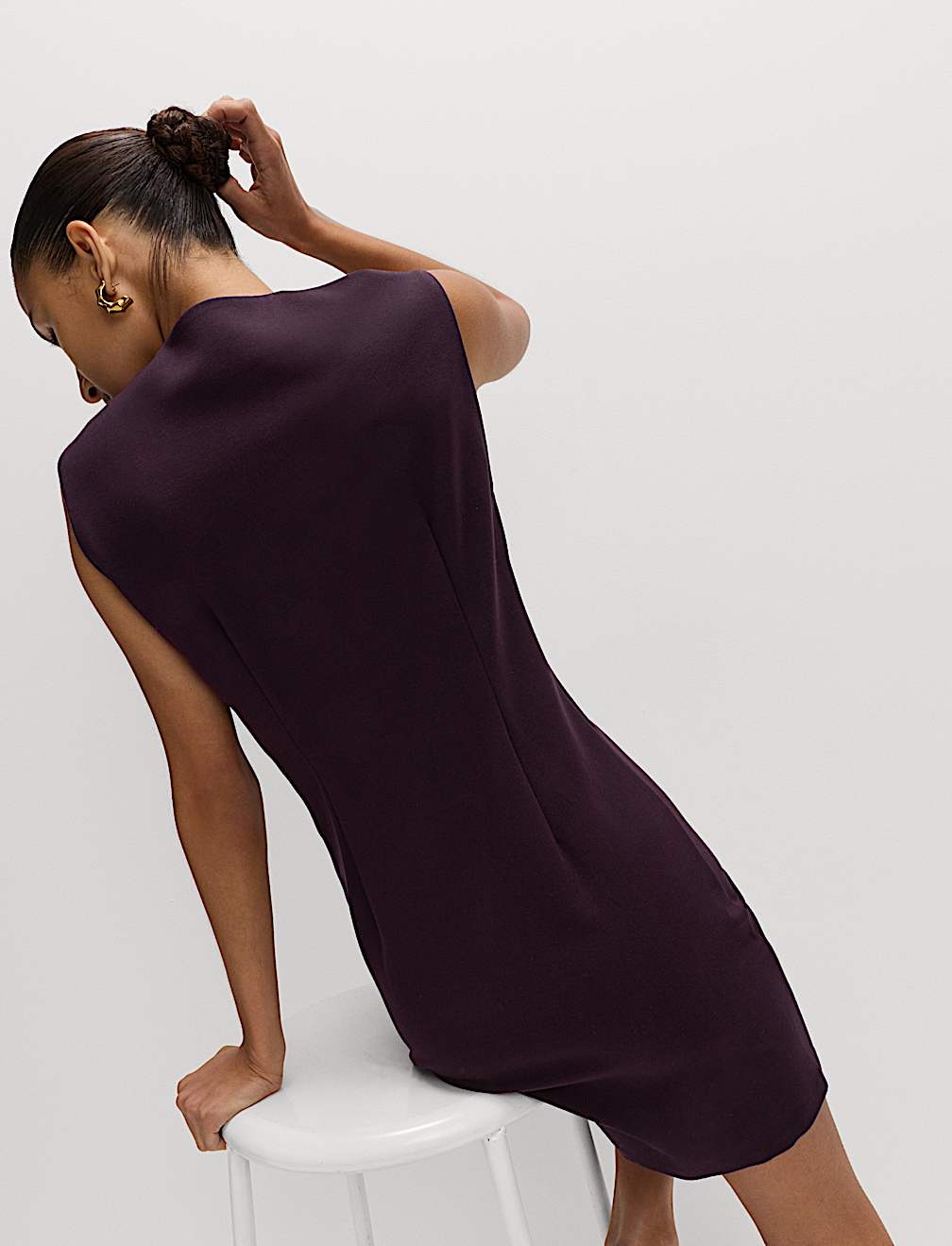 Button Detail Mini Shift Dress