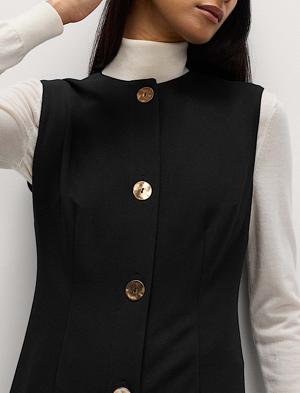 Button Detail Mini Shift Dress