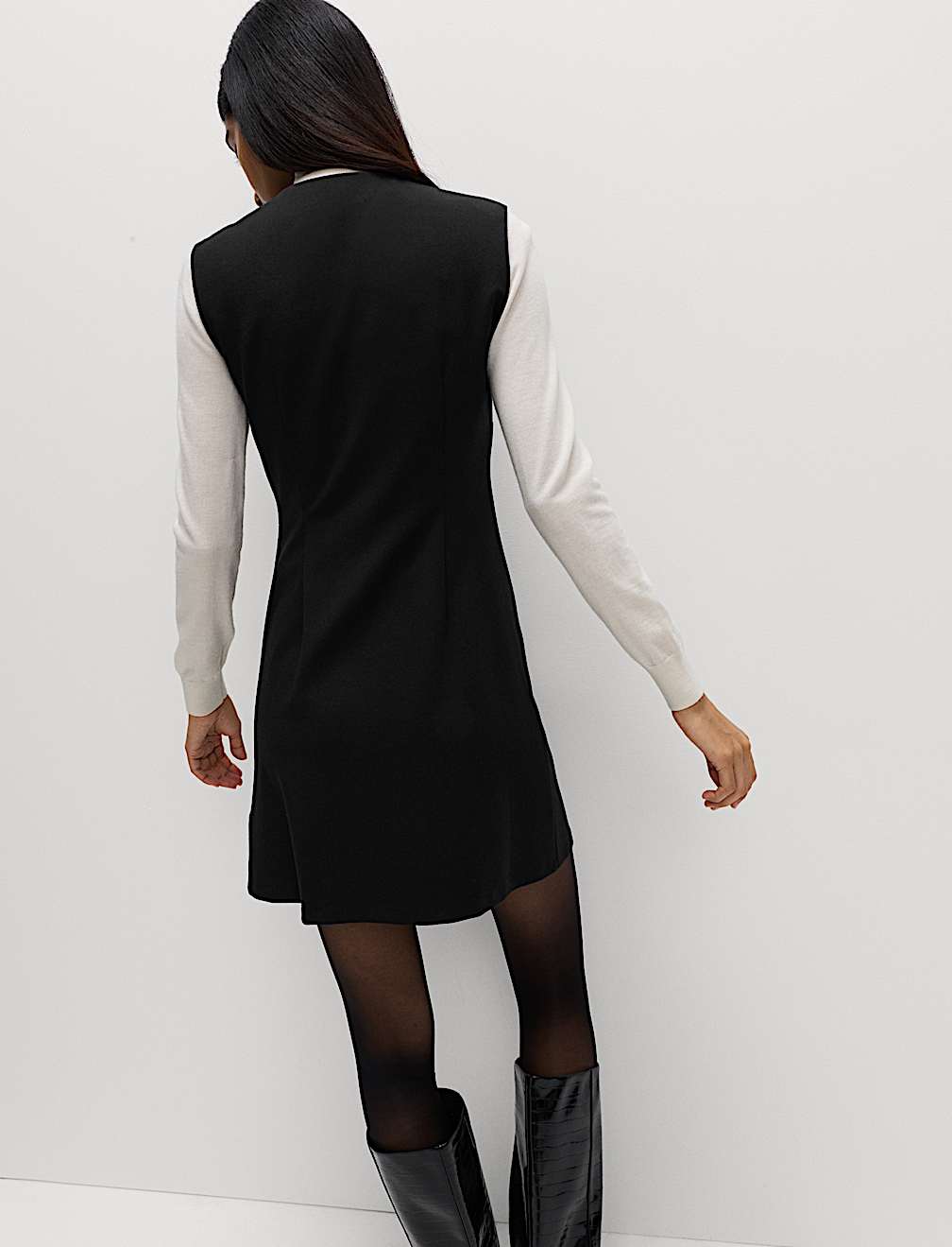 Button Detail Mini Shift Dress