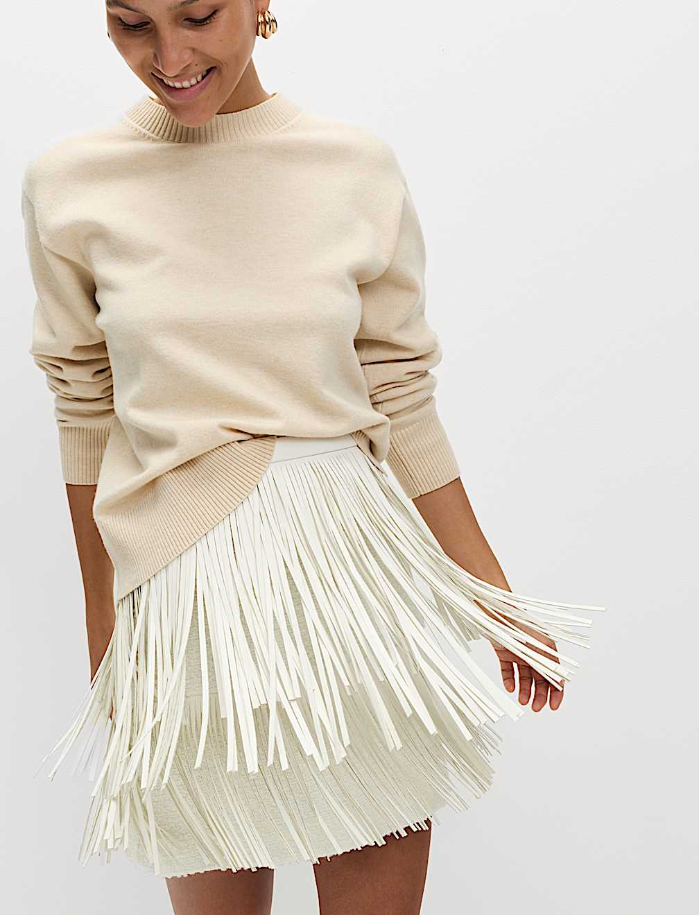 Fringe Detail Mini Skirt
