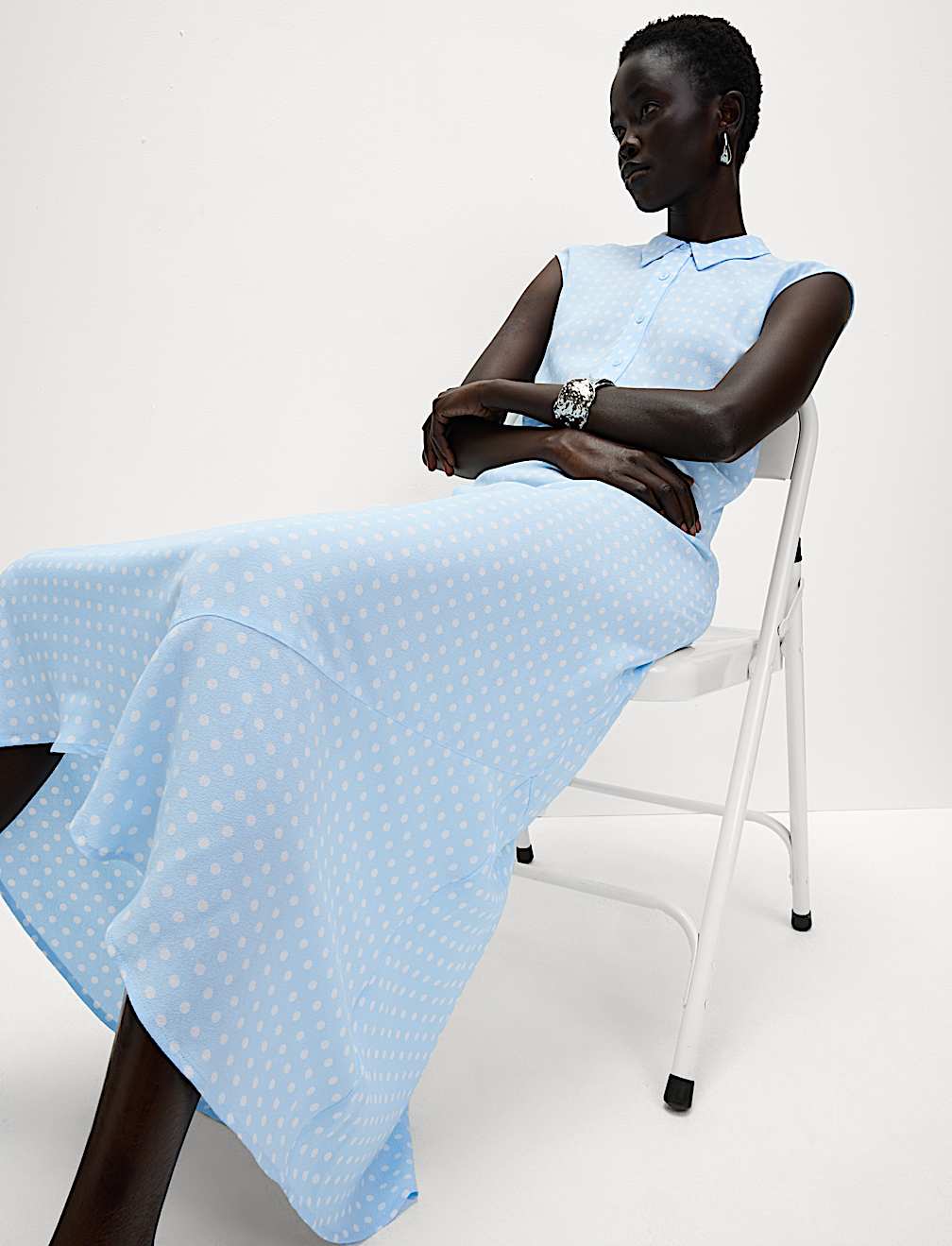 Polka Dot Maxi Shirt Dress