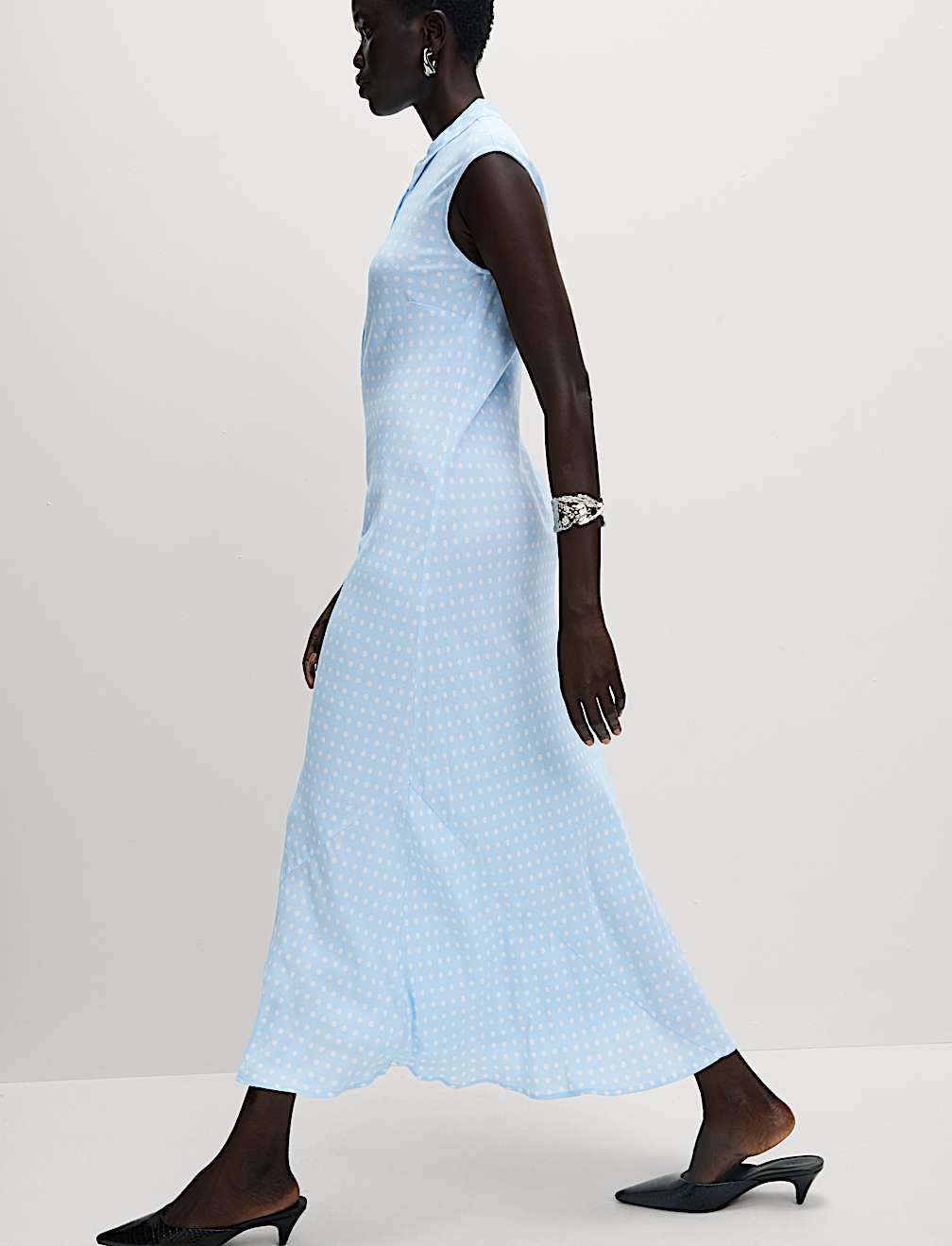 Polka Dot Maxi Shirt Dress