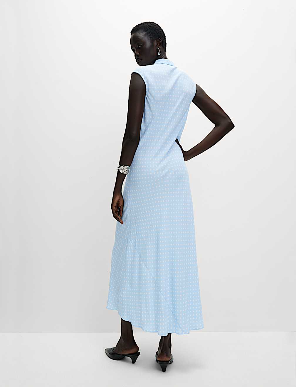 Polka Dot Maxi Shirt Dress