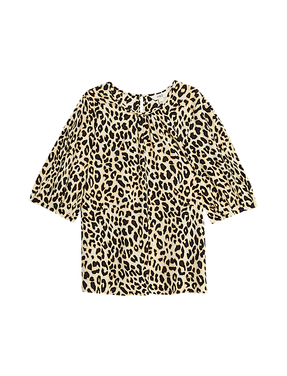 Animal Print Gathered Neck Top
