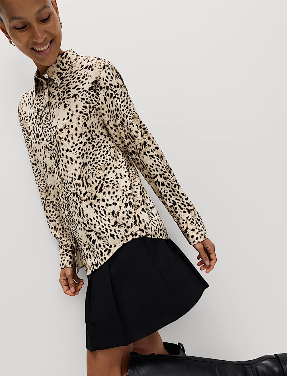Printed Collared Button Through Shirt