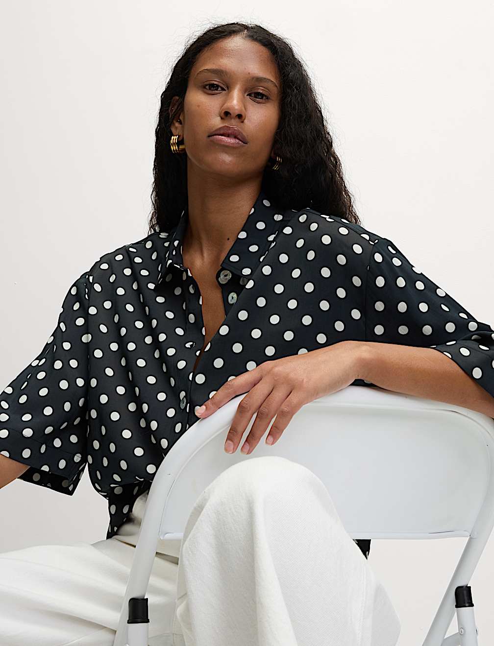 Printed Collared Oversized Resort Shirt