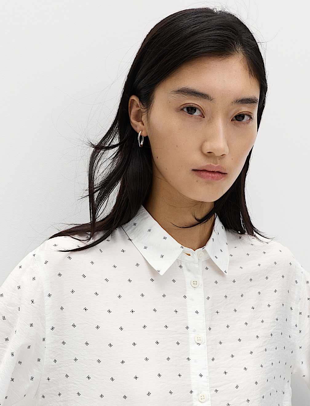 Textured Collared Button Through Shirt