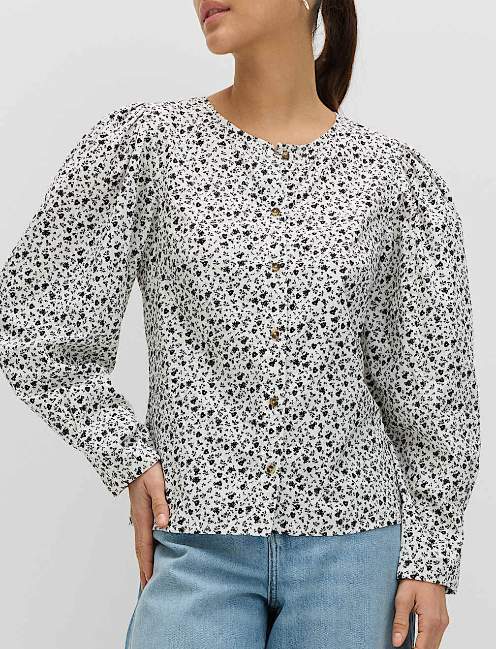 Pure Cotton Printed Button Through Blouse