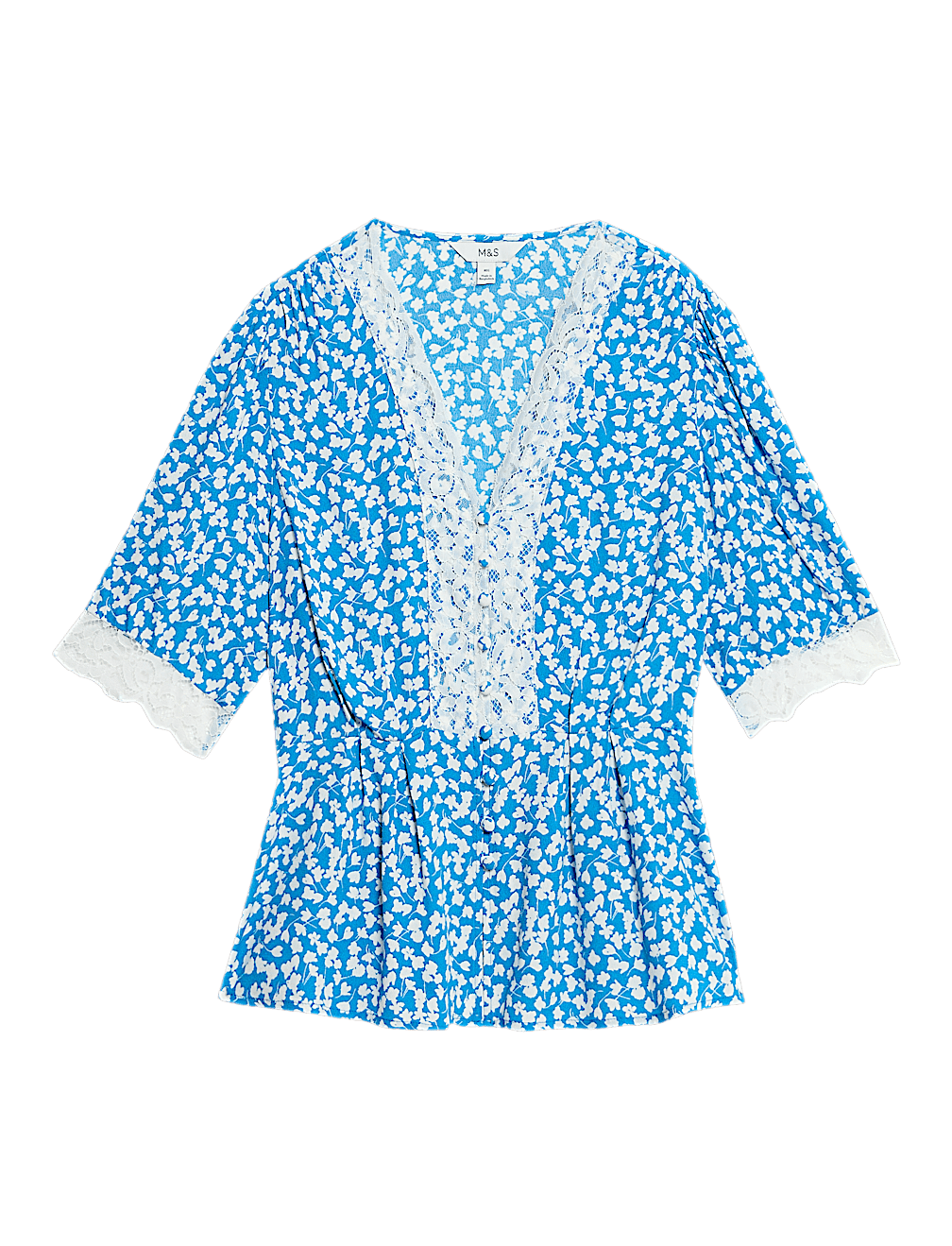 Floral Lace Detail V-Neck Blouse