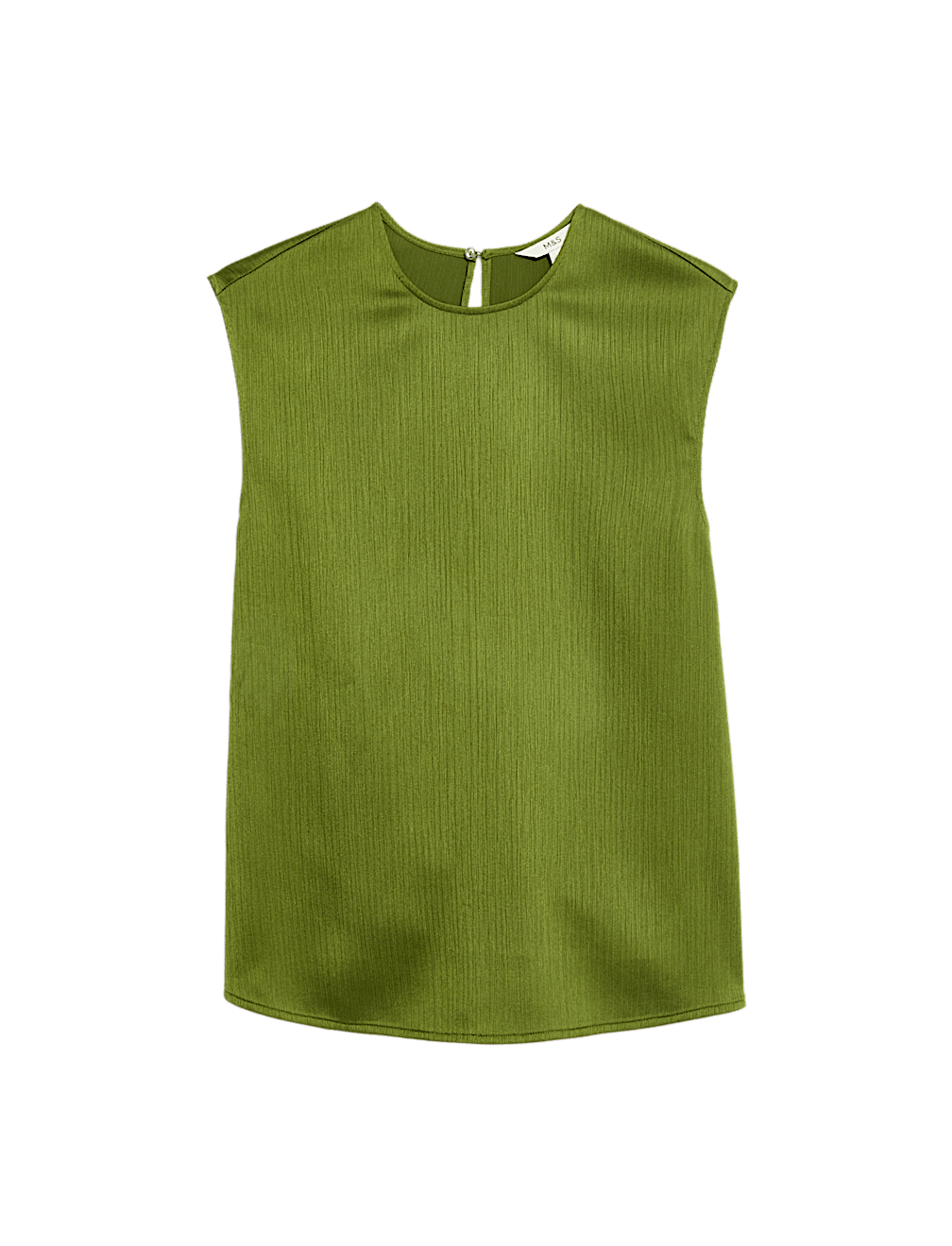 Plisse Round Neck Sleeveless Top