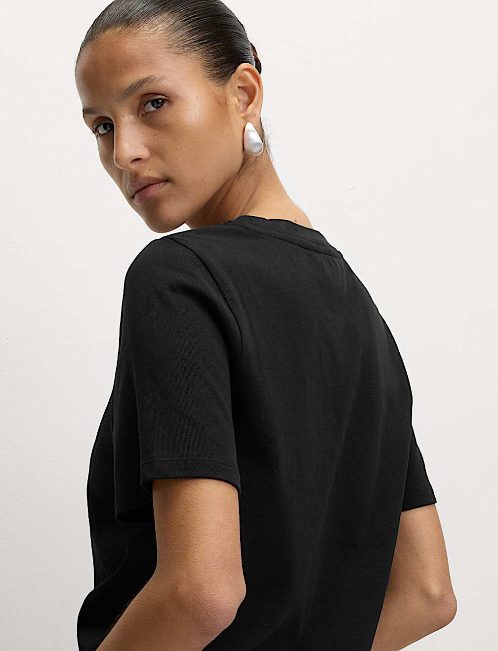 Bow embellished jersey tee
