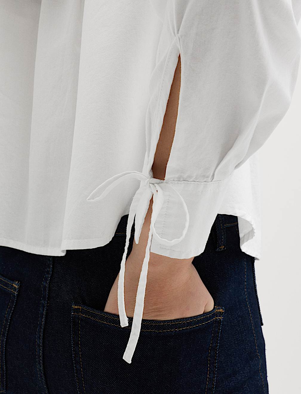 Pure Cotton Tie Cuff Swing Shirt