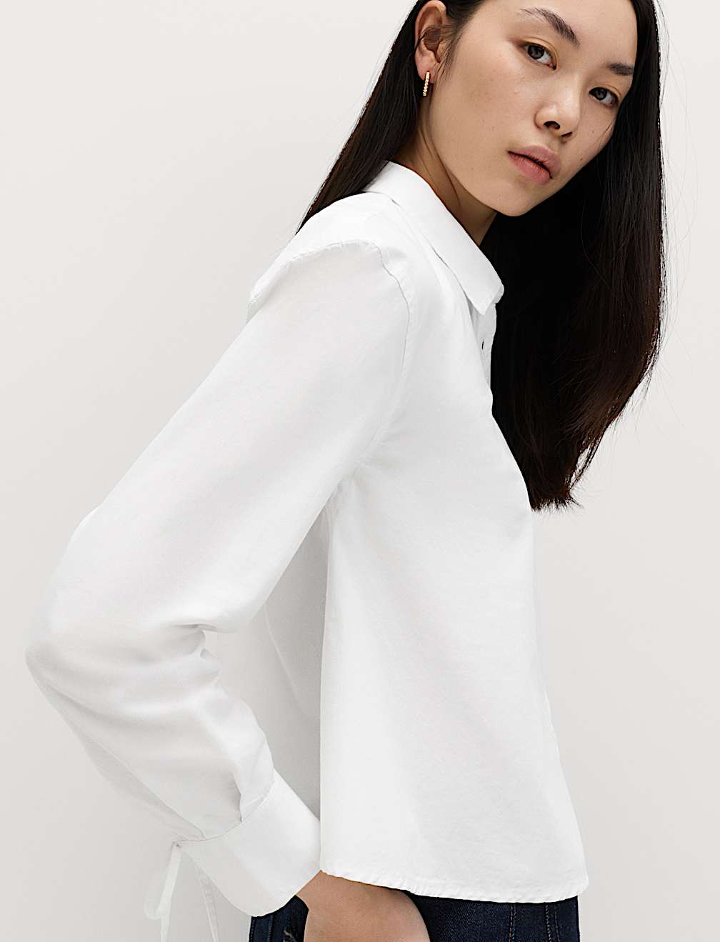 Pure Cotton Tie Cuff Swing Shirt