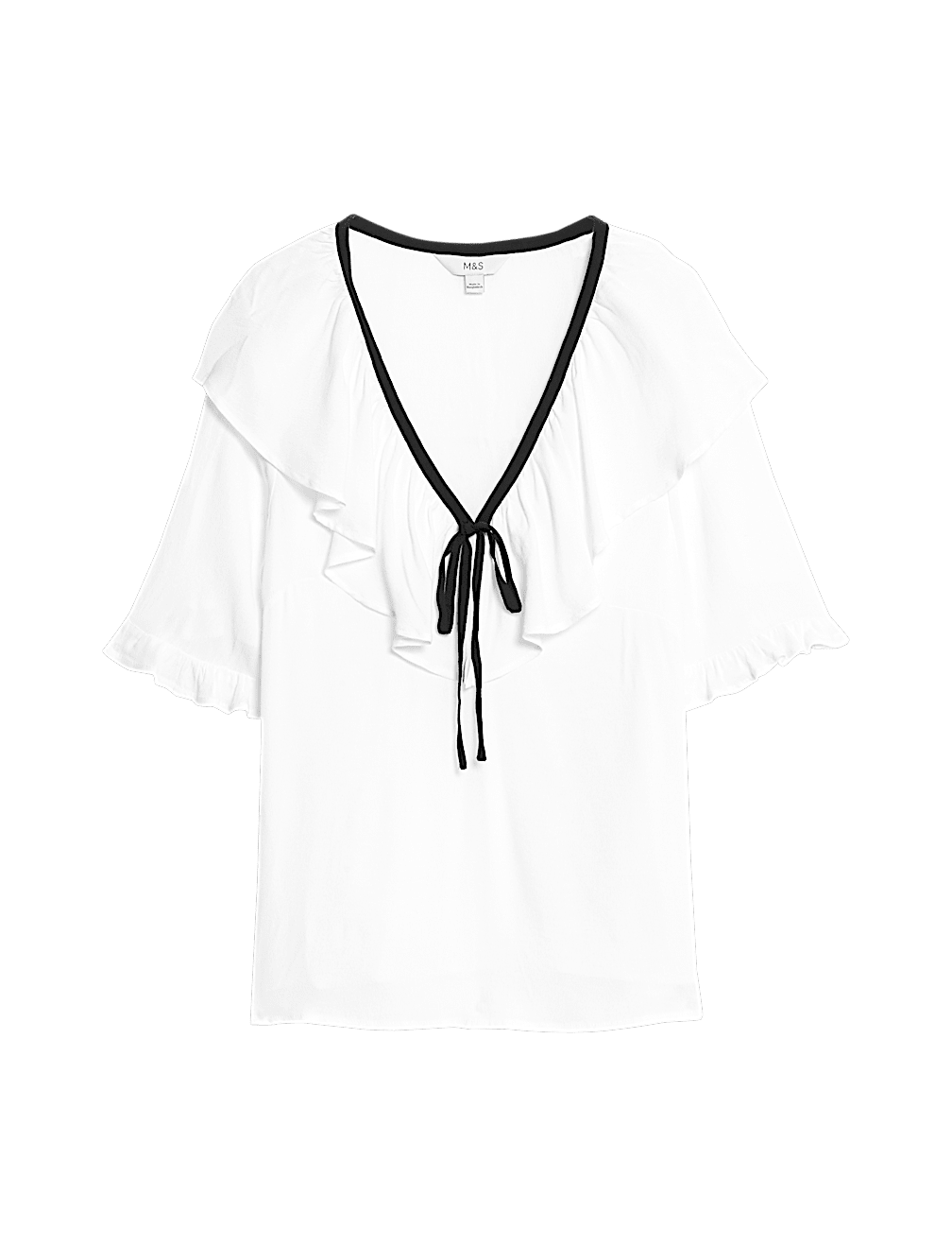 Frill Neck Tie Detail Top