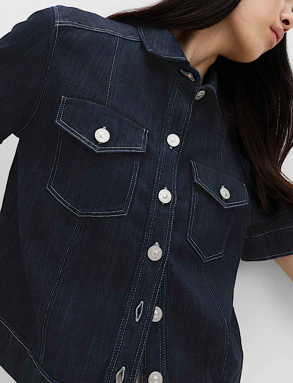 Cotton Rich Denim Utility Short Sleeve Shirt